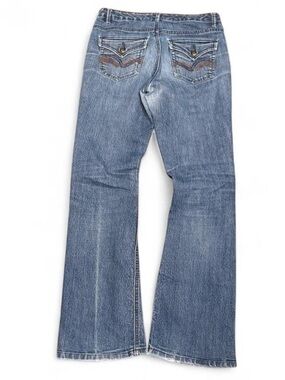 Y2K Nine West Embroidered Flap Faded Low Rise Bootcut Jeans